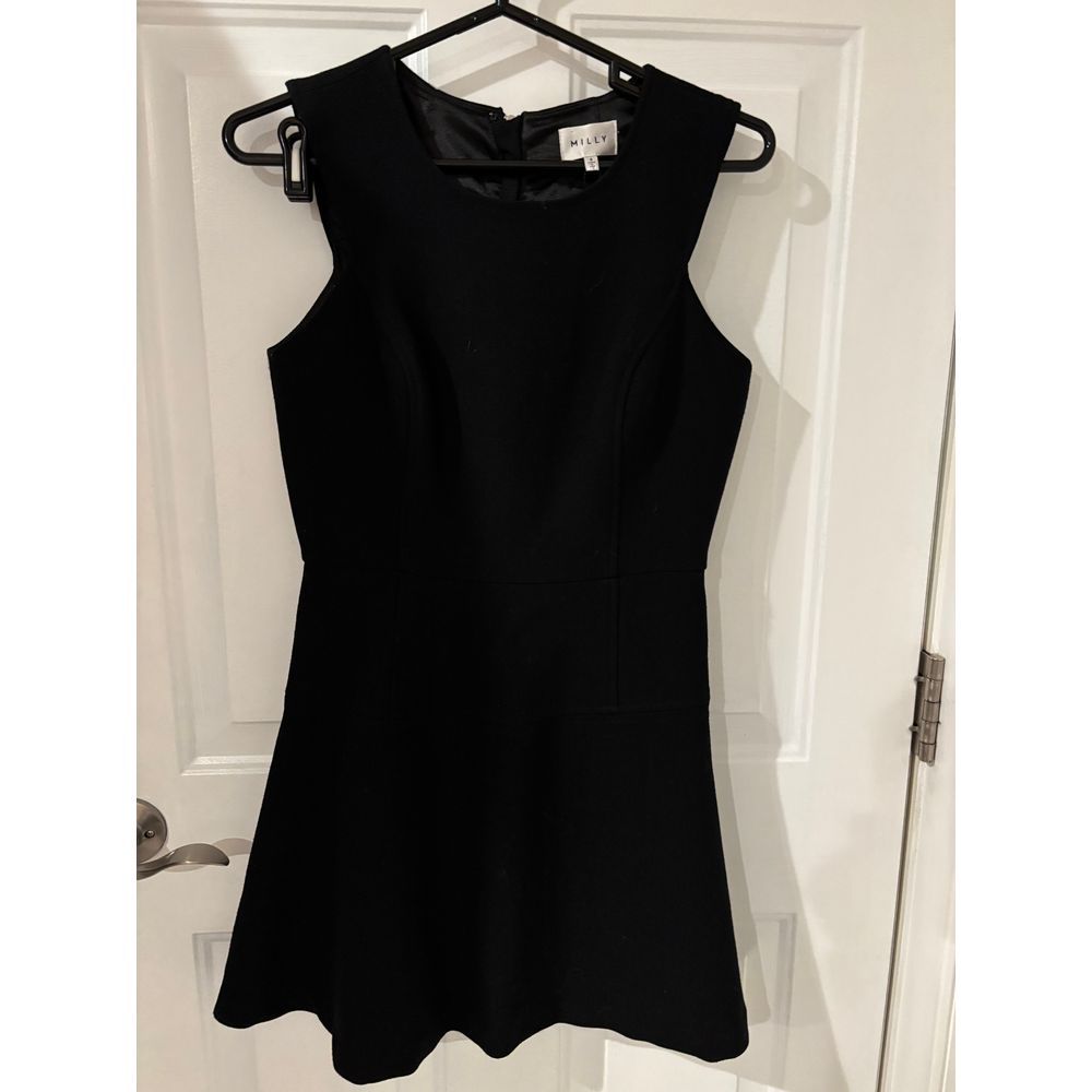 Milly Womens Black Chelsea Flared Dress Sz 6 New! Sleeveless Wool